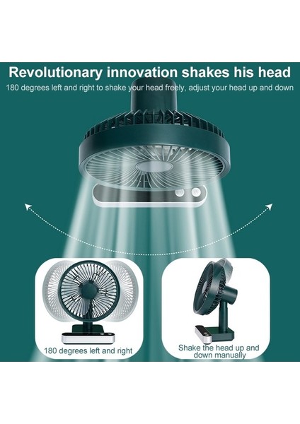 F702 Otomatik Sallanan LED Ekranlı Fan - Yeşil (Yurt Dışından) modelleri