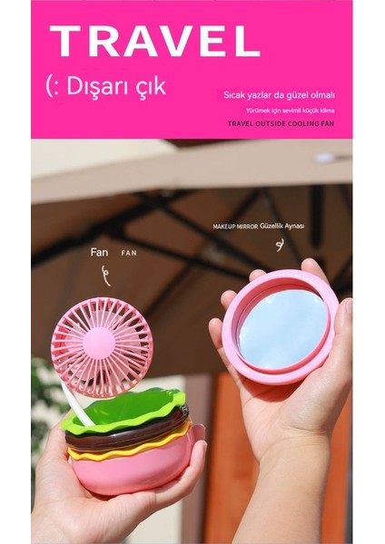 Mkjınmeı Hamburger Masaüstü Vantilatör, USB Şarj Edilebilir Mini Vantilatör (Yurt Dışından)
