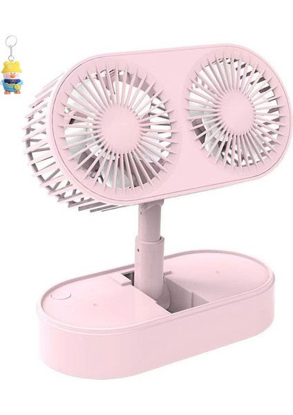 Yaratıcı Çift Kafalı Katlanır Fan Kaldırma Tipi USB Açık Taşınabilir Sessiz Ev Masaüstü Dikey Elektrikli (Yurt Dışından)