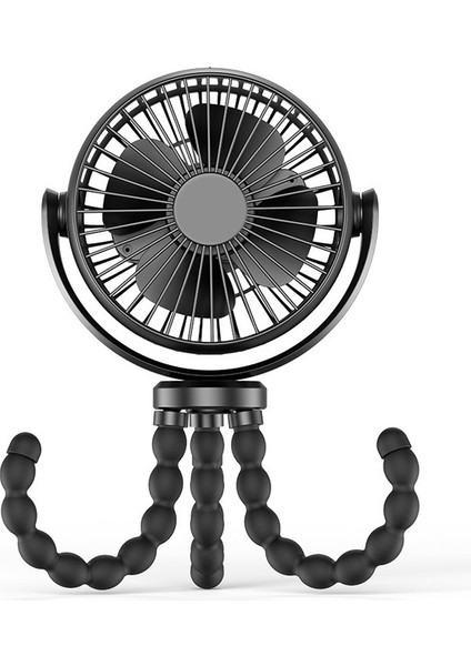 Mini El Kişisel Taşınabilir Fan Esnek Tripod Klip Öğrenci Yatak Masası Bisiklet Beşik Koşu Bandı Kamp Seyahat Siyah (Yurt Dışından)