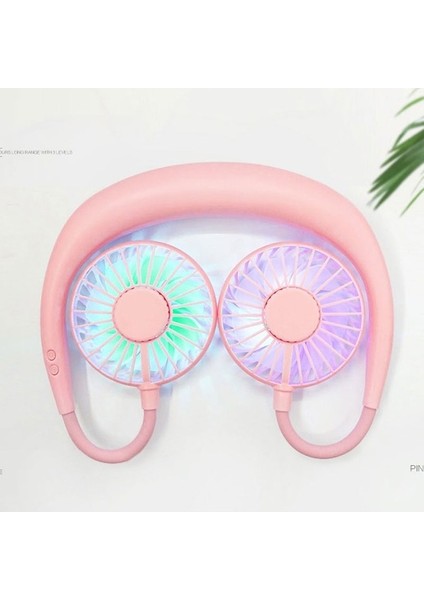 Yaratıcı Mini Asılı Boyun Tipi Fan Dış Mekan LED Fan Pembe (Yurt Dışından) indirimleri
