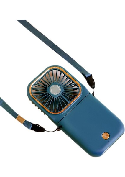 Katlanır Teleskopik Fan Asma Boyunlu Fan El Küçük Fan Mavi (Yurt Dışından)