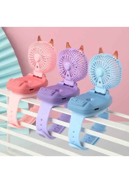 Elektrikli Taşınabilir Mini Kol Saat Fanı USB Şarjlı 3 Hızlı Renkli Işıklar (Yurt Dışından) modelleri