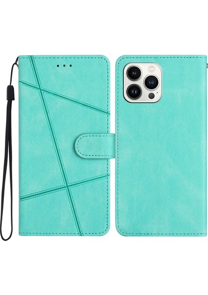 iPhone 15 Pro Max Telefon Stand Vakası Pu Deri Telefon Kapağı Çılgın At Doku Kabuğu (Yurt Dışından)