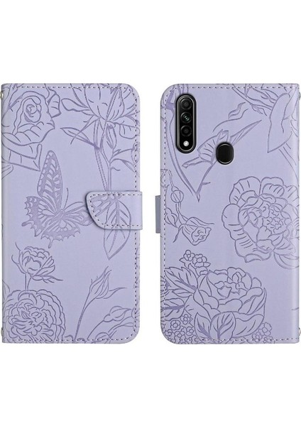 Oppo 2020 2020/A8 Anti-Damla Koruma Çiçekler ve Kelebekler Pu Için Telefon Kılıfı (Yurt Dışından)