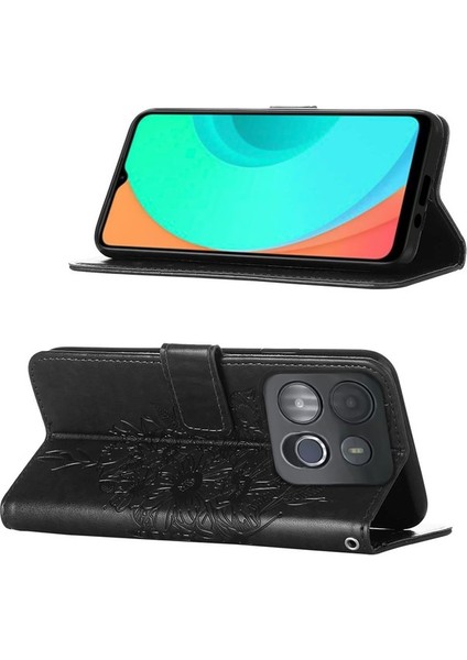 Smart 7 Için Kelebek Pu Deri Çevirmeli Cüzdan Stand Telefon Kılıfı - Mavi (Yurt Dışından)