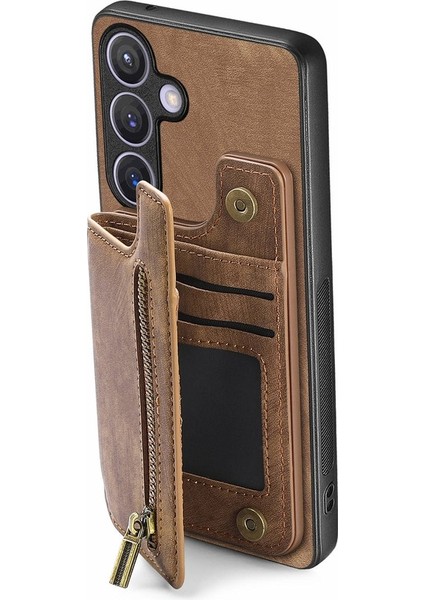 Samsung Galaxy S24 Cüzdan Kılıf Için Retro Pu+Tpu Çizilmez Stand Telefon Kabuk-Kahverengi (Yurt Dışından) fırsatları