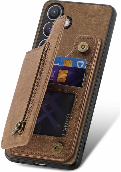 Samsung Galaxy S24 Cüzdan Kılıf Için Retro Pu+Tpu Çizilmez Stand Telefon Kabuk-Kahverengi (Yurt Dışından) indirimleri