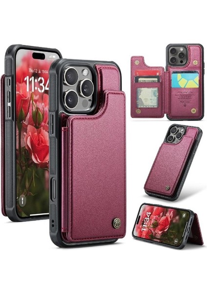 IPhone 16 Için Flip Case Pro Rfıd Engelleme Stand Pu Deri Kart Ince (Yurt Dışından)