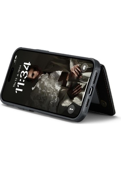 IPhone 16 Için Flip Case Pro Rfıd Engelleme Stand Pu Deri Kart Ince (Yurt Dışından)