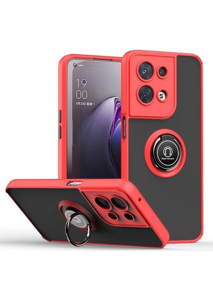 Oppo Reno8 Için Yüzük Stand Mat Sert Silikon Telefon Kılıfı - Sarı (Yurt Dışından)