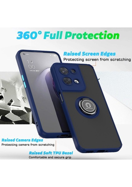 Oppo Reno8 Için Yüzük Stand Mat Sert Silikon Telefon Kılıfı - Sarı (Yurt Dışından) modelleri