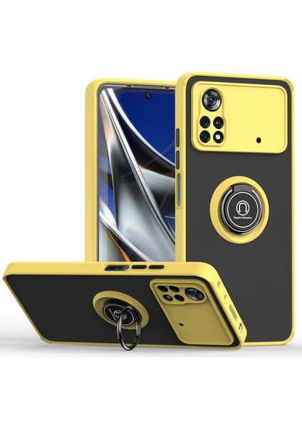Xiaomi Poco X4 Pro 5g Için Yüzük Stand Mat Sert Silikon Telefon Kılıfı - Yeşil (Yurt Dışından)