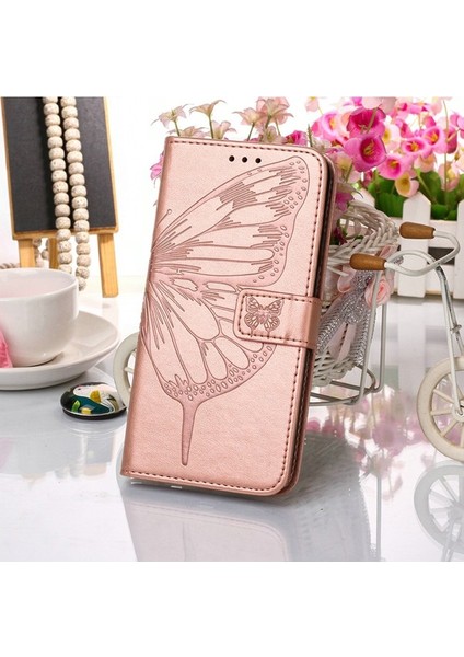 A8 A31 Için Kelebek Pu Deri Çevirmeli Cüzdan Stand Telefon Kılıfı - Rose Gold (Yurt Dışından) indirimleri