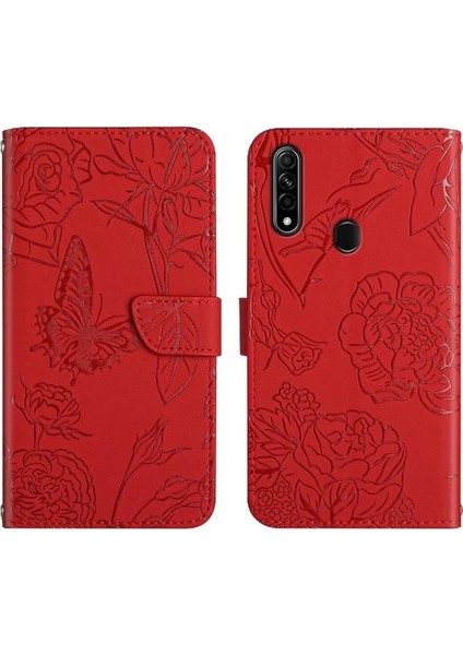 Oppo 2020 2020/A8 Anti-Damla Koruma Çiçekler ve Kelebekler Pu Için Telefon Kılıfı (Yurt Dışından)