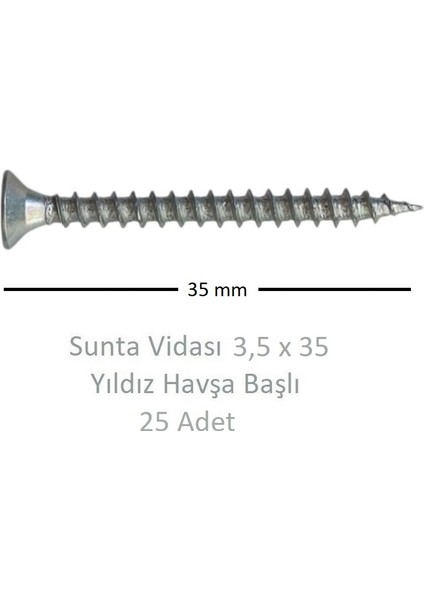 Sunta Vidası 3,5X35, 25 Adet Tam Diş SNT YHB Vida