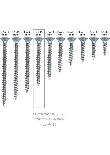 Sunta Vidası 3,5X35, 25 Adet Tam Diş SNT YHB Vida