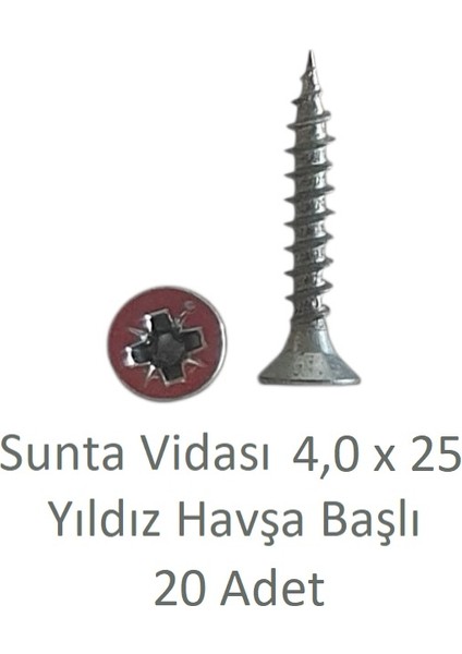 Sunta Vidası 4,0X25 20 Adet Tam Diş SNT YHB Vida
