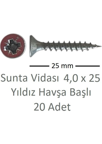 Sunta Vidası 4,0X25 20 Adet Tam Diş SNT YHB Vida modelleri