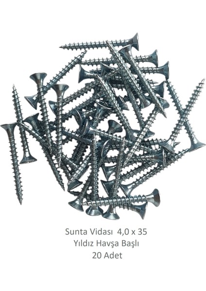 Sunta Vidası 4,0X35, 20 Adet Tam Diş SNT YHB Vida