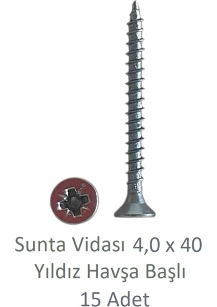 Sunta Vidası 4,0X40, 15 Adet Tam Diş SNT YHB Vida