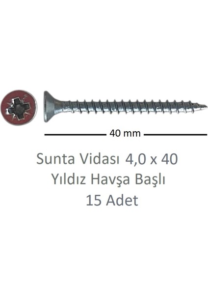 Sunta Vidası 4,0X40, 15 Adet Tam Diş SNT YHB Vida
