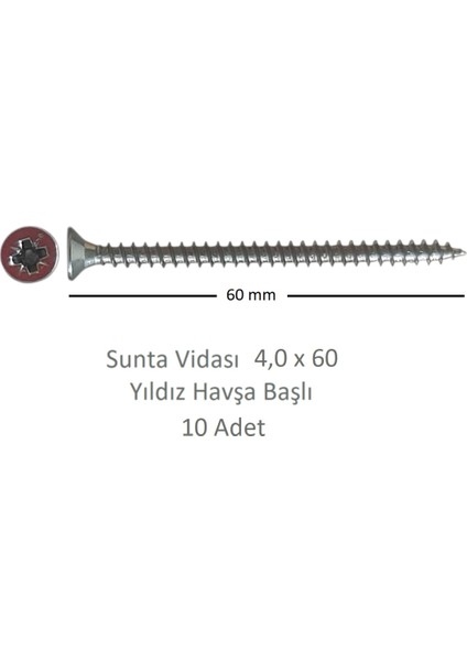 Sunta Vidası 4,0X60, 10 Adet Tam Diş SNT YHB Vida