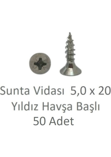 Sunta Vidası 5,0X20, 50 Adet Tam Diş SNT YHB Vida