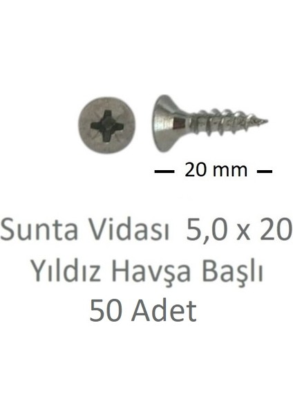 Sunta Vidası 5,0X20, 50 Adet Tam Diş SNT YHB Vida