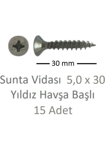 Sunta Vidası 5,0X30, 15 Adet Tam Diş SNT YHB Vida
