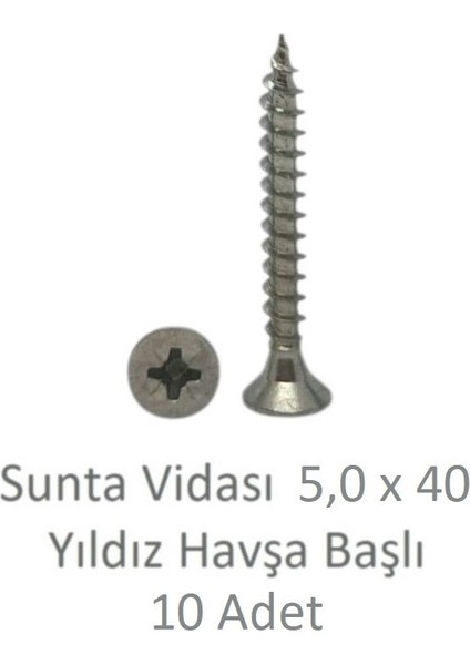 Sunta Vidası 5,0X40, 10 Adet Tam Diş SNT YHB Vida