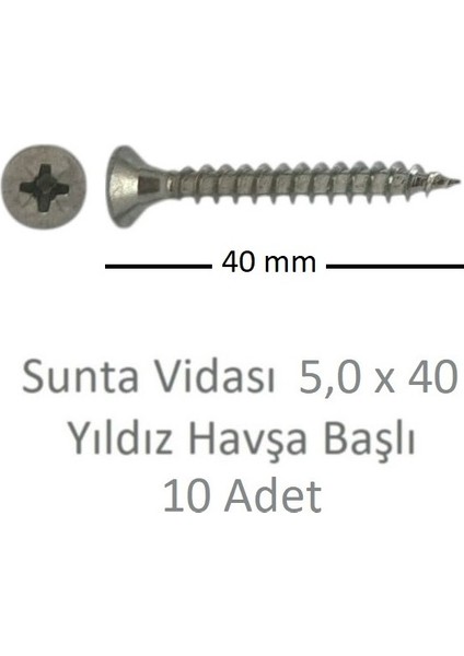 Sunta Vidası 5,0X40, 10 Adet Tam Diş SNT YHB Vida