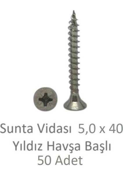 Sunta Vidası 5,0X40, 50 Adet Tam Diş SNT YHB Vida