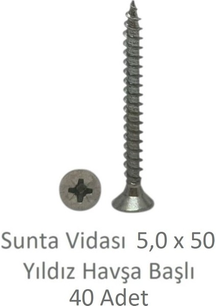 Sunta Vidası 5,0X50, 40 Adet Tam Diş Snt Yhb Vida