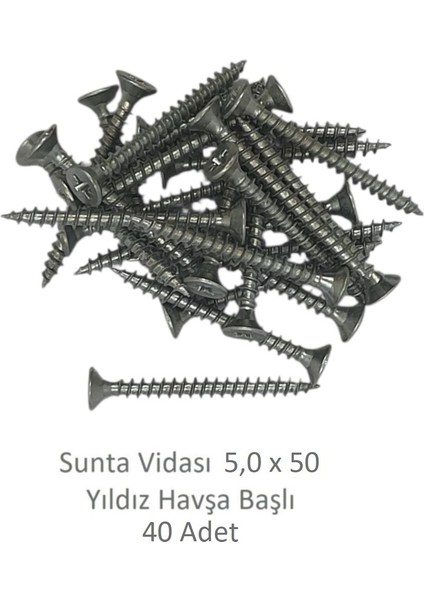 Sunta Vidası 5,0X50, 40 Adet Tam Diş Snt Yhb Vida