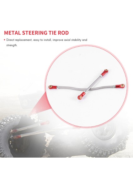 Adet Ayarlanabilir Direksiyon Bağlantı Çubuğu Metal Çubuk Ucu 1/10 Rc Paletli Araba Eksenel Capra 1.9 Utb AXI03004 Parçaları, Kırmızı (Yurt Dışından) fiyatları
