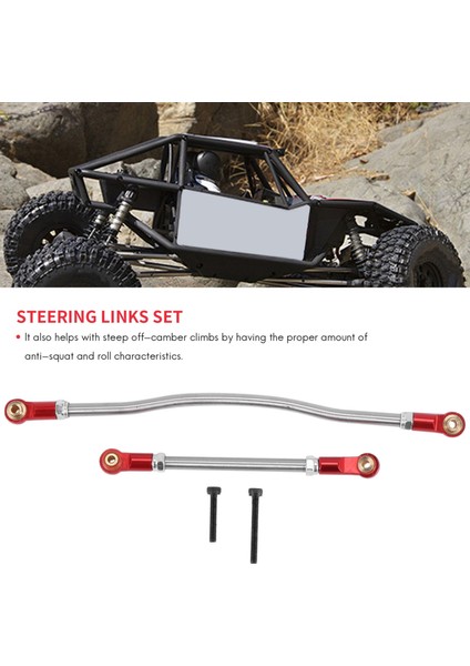 Adet Ayarlanabilir Direksiyon Bağlantı Çubuğu Metal Çubuk Ucu 1/10 Rc Paletli Araba Eksenel Capra 1.9 Utb AXI03004 Parçaları, Kırmızı (Yurt Dışından) modelleri