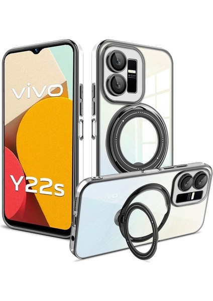 Vivo Y22S 4g / Y35 4g 2022 Yüzük Stand Telefon Kılıf Damla Kanıtı Pc+Tpu Kapağı Magsafe ile Uyumlu (Yurt Dışından)