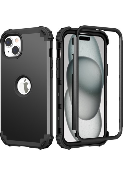 iPhone 15 Için Yumuşak Silikon Sert Pc Tampon Telefon Kılıfı - Kırmızı (Yurt Dışından)