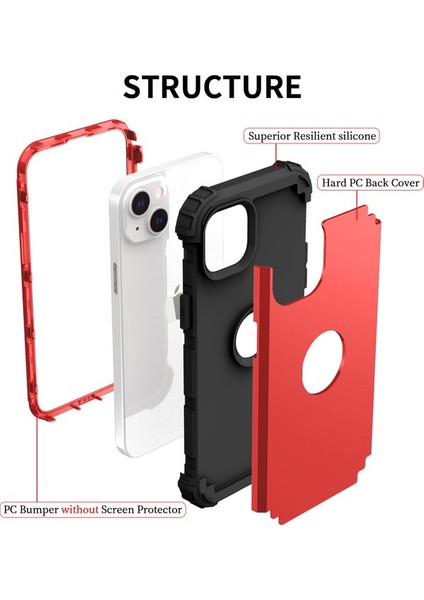 iPhone 15 Için Yumuşak Silikon Sert Pc Tampon Telefon Kılıfı - Kırmızı (Yurt Dışından) fırsatları