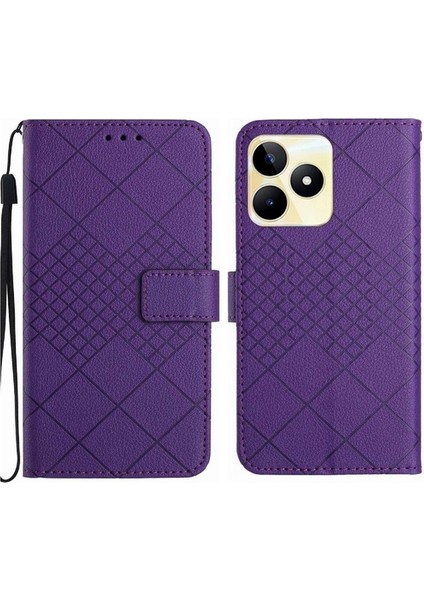 El Kayışı Cüzdan Pu Deri ile Realme C53 Kart Yuvası Standı Için Flip Case (Yurt Dışından)