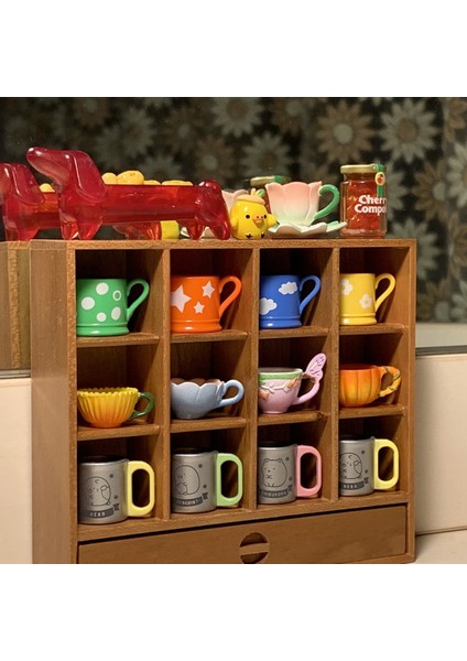 1/6 Bardak Tutucu Depolama Rafı Katı Ahşap Mini Kitaplık Dolabı Bebek Evi Mini Model Dollhouse Çalışma Odası Aksesuarları B (Yurt Dışından) fiyatları