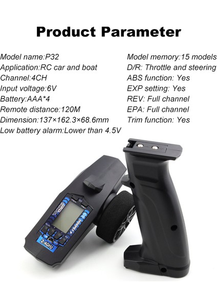 P32 Turbo Racing 91803G-C 2.4g 4ch Vt Sistemi LCD Ekran Radyo Zender Performansı Ontvanger Voor Rc Auto Boot ile Buluştu (Yurt Dışından) fırsatları