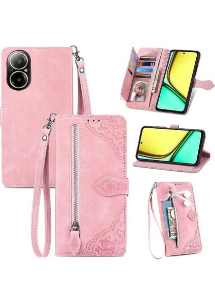 Realme C67 4g Flip Fermuar Tarzı Çoklu Kart Yuvası Cüzdan Için Flip Case (Yurt Dışından)