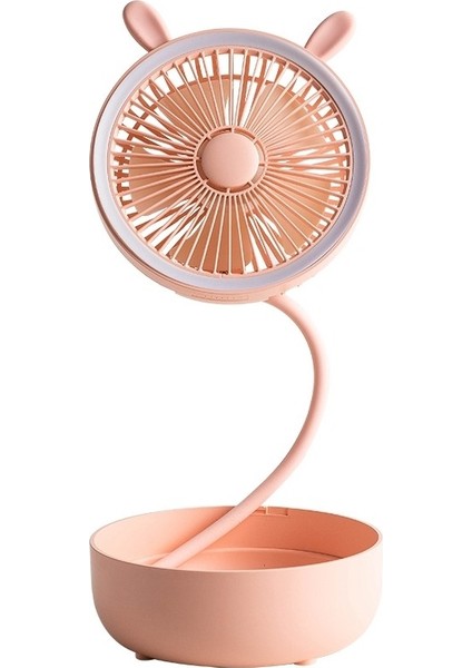 Pembe Taşınabilir USB Fan Esnek LED Işık ile Mini Fan Kullanışlı Küçük Masa Masaüstü Soğutma Fanı (Yurt Dışından)