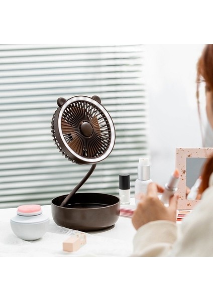 Pembe Taşınabilir USB Fan Esnek LED Işık ile Mini Fan Kullanışlı Küçük Masa Masaüstü Soğutma Fanı (Yurt Dışından) fiyatları