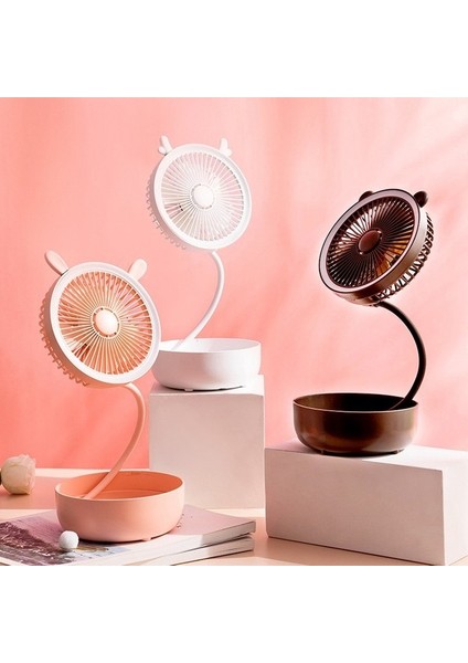 Pembe Taşınabilir USB Fan Esnek LED Işık ile Mini Fan Kullanışlı Küçük Masa Masaüstü Soğutma Fanı (Yurt Dışından) modelleri