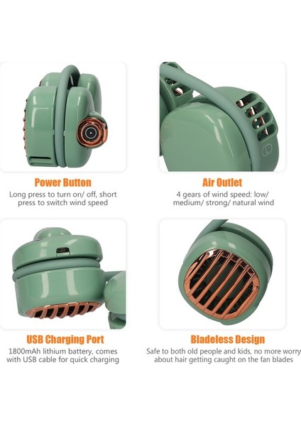 Taşınabilir Boyun Asılı Fan 1800MAH Şarj Edilebilir 4 Hız Ayarlı (Yurt Dışından) fırsatları