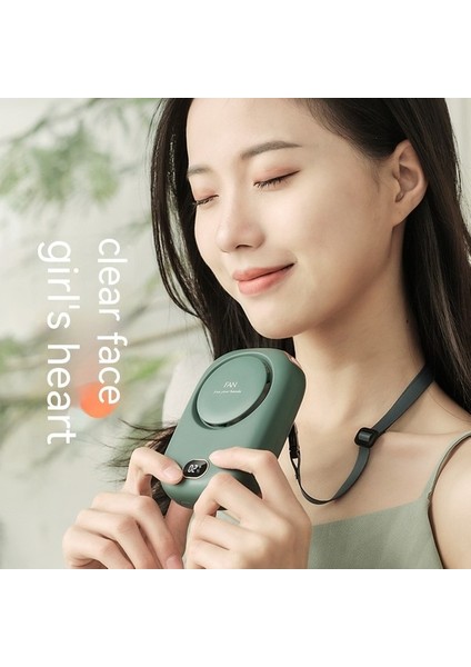 Dijital Ekran Sessiz Asılı Boyun Fanı - Yeşil (Yurt Dışından) indirimleri