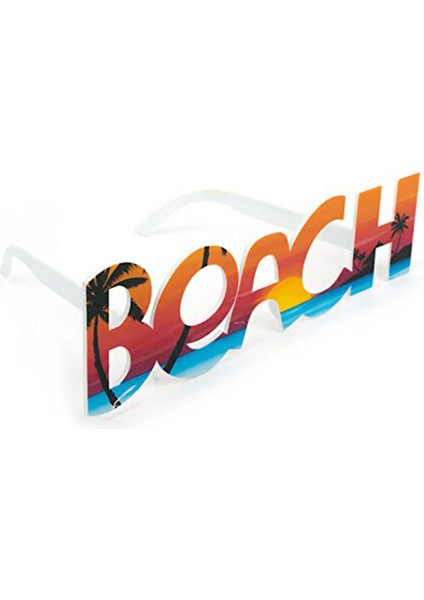 Özel Beach Yazılı Parti Gözlüğü Yaza Merhaba Hawaii Show Gözlüğü 19X6 cm Fırsat!!! fırsatları